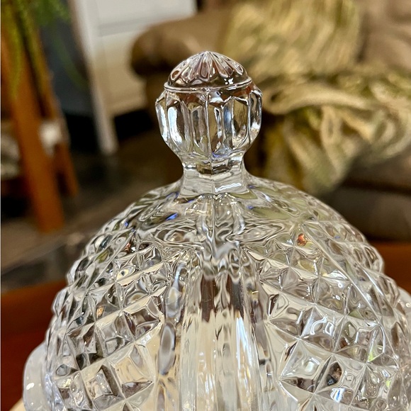 Vintage Lidded Crystal Dish with Frosted Rose Pattern West Germany Lead Crystal - Picture 2 of 12